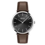 Hugo Boss Mens Steel Case Brown Leather Strap Watch 1513829